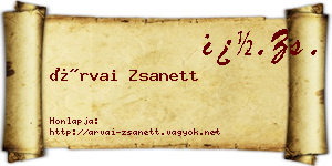 Árvai Zsanett névjegykártya