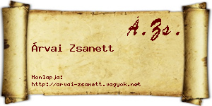 Árvai Zsanett névjegykártya